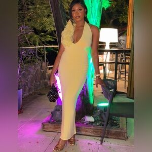 Club L London One Shoulder Yellow Dress